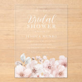 Soft Pink Waterverf Flowers Vrijgezellenfeest Acryl Uitnodigingen (Voorkant)