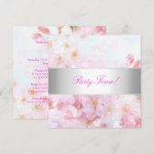 Soft Pink & White Flowers Party Kaart (Voorkant / Achterkant)