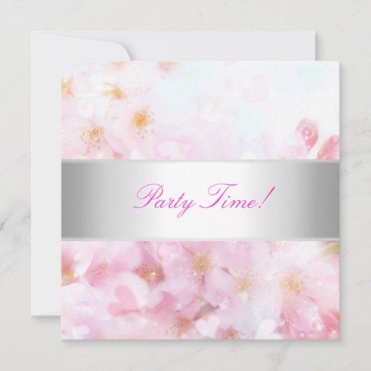 Soft Pink & White Flowers Party Kaart (Voorkant)