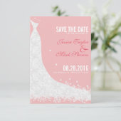 Soft Pink & White Lace Wedding Dress Save the Date (Staand voorkant)