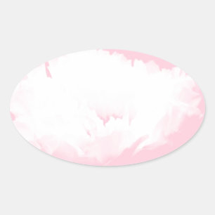 Soft Pink White Peony - Floral Ovale Sticker