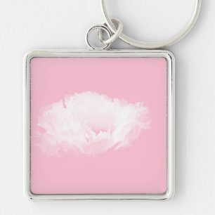 Soft Pink White Peony Floral Sleutelhanger