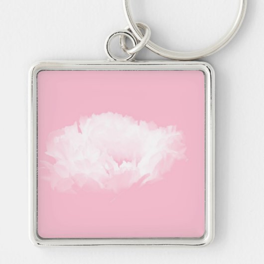 Soft Pink White Peony Floral Sleutelhanger (Voorkant)