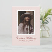 Soft Pink White Stamp Graduation Announcement card Kaart (Staand voorkant)