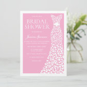 Soft Pink White Wedding Dress Border Bridal Shower Kaart (Staand voorkant)