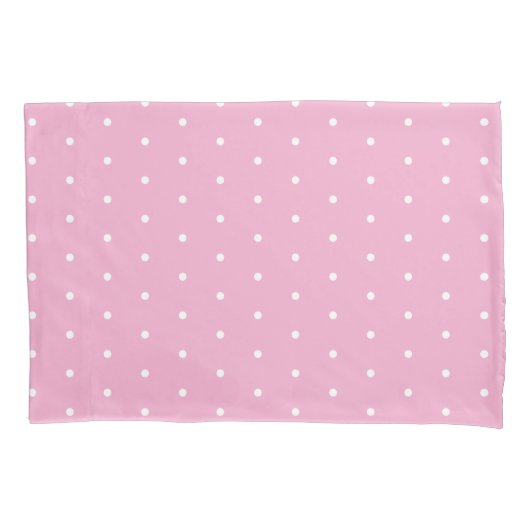 Soft Pink with White Dots Standard Size Kussensloop (Voorkant-Links)