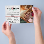 Soft Pink Your Logo Photos QR Spa Salon Flyer (Hand)