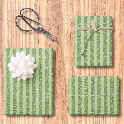 Soft Pistachio Glitter Style Minimal Pattern Inpakpapier Vel
