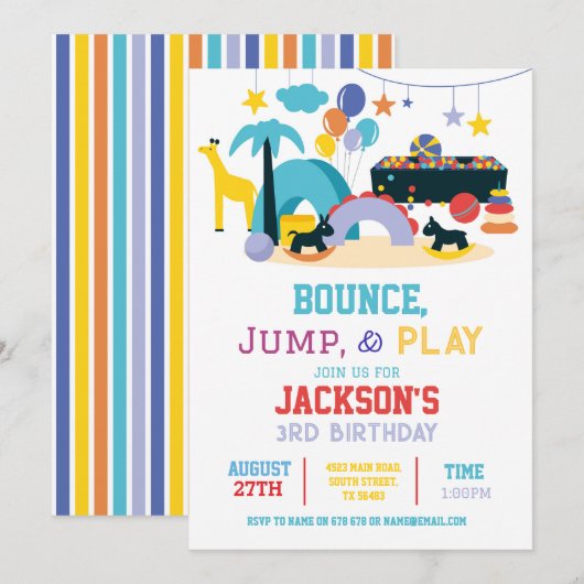 Soft Play Bounce Jump Verjaardagsfeestuitnodiging Kaart (Voorkant / Achterkant)