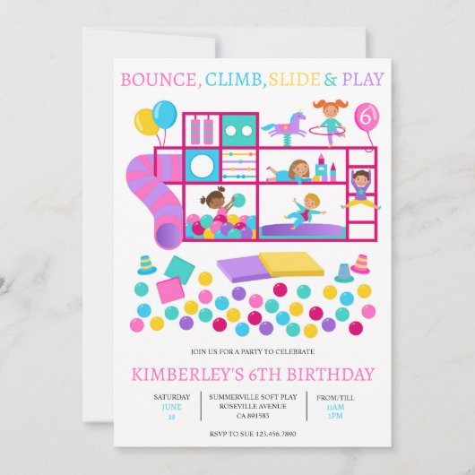 Soft Play Oerwoud Gym Verjaardagsfeestuitnodiging Kaart (Voorkant)