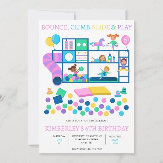 Soft Play Oerwoud Gym Verjaardagsfeestuitnodiging Kaart (Voorkant)