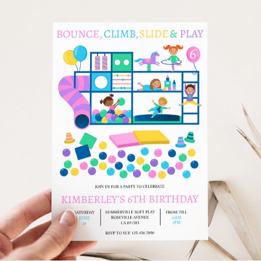 Soft Play Oerwoud Gym Verjaardagsfeestuitnodiging Kaart