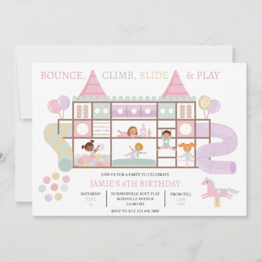 Soft Play Oerwoud Gym Verjaardagsfeestuitnodiging Kaart (Voorkant)
