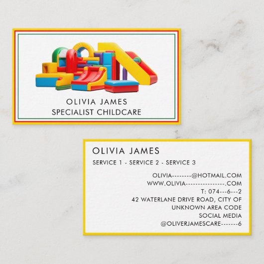 Soft play speelgoed Kinderopvang Kinderopvang Nann Visitekaartje (Voorkant / Achterkant)
