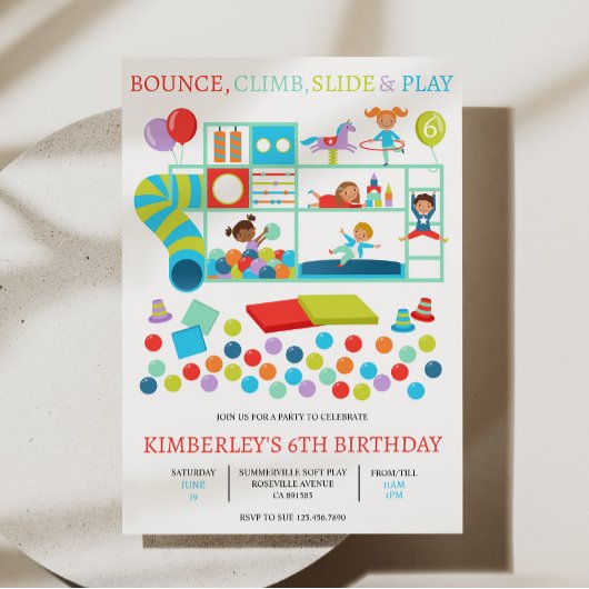 Soft Play Verjaardagsfeestuitnodiging Kaart