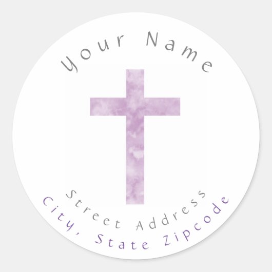 'Soft Plum Abstract Waterverf Cross' labels (Voorkant)