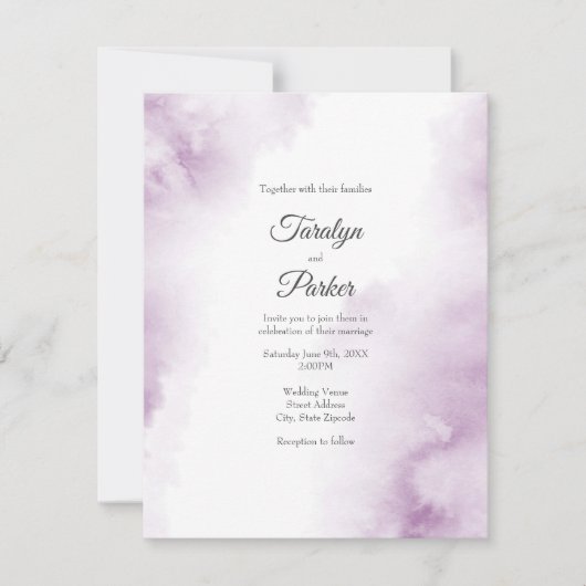 Soft Plum Mauve Waterverf Abstract Kaart (Voorkant)