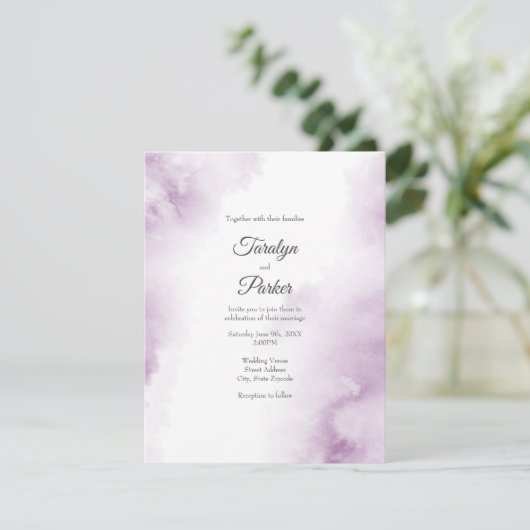 Soft Plum Mauve Waterverf Abstract Kaart (Staand voorkant)