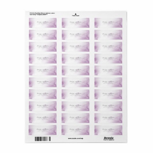 Soft Plum Mauve Waterverf Abstract Lijst Etiket (Full Sheet)