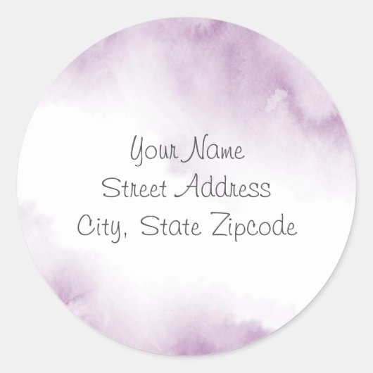 "Soft Plum Mauve Waterverf Abstract Lijst" Etikett Ronde Sticker (Voorkant)