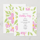 Soft Plum Pink Floral Bouquet Kaart (Voorkant / Achterkant)