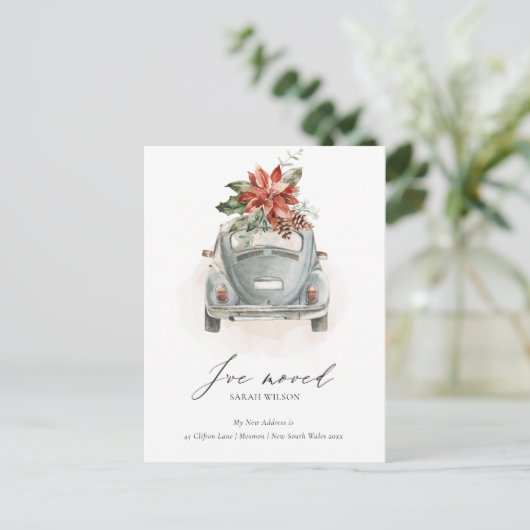 Soft Poinsettia Floral-kerstauto die ik heb verpla Briefkaart (Staand voorkant)