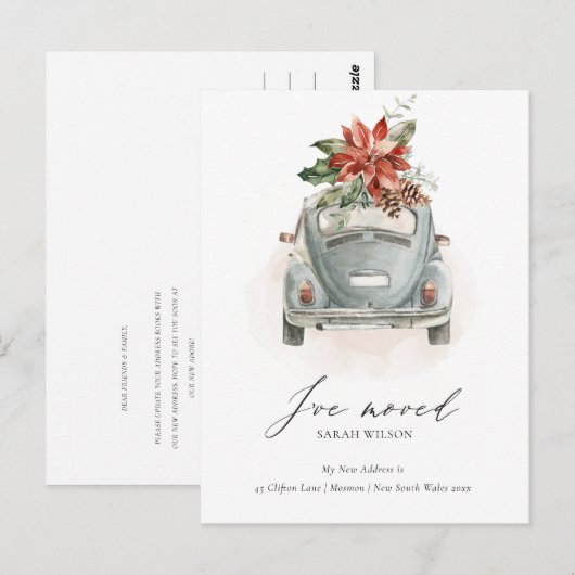 Soft Poinsettia Floral-kerstauto die ik heb verpla Briefkaart (Voorkant / Achterkant)