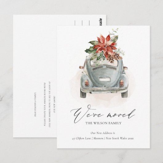 Soft Poinsettia Floral-kerstauto die we hebben ver Briefkaart (Voorkant / Achterkant)