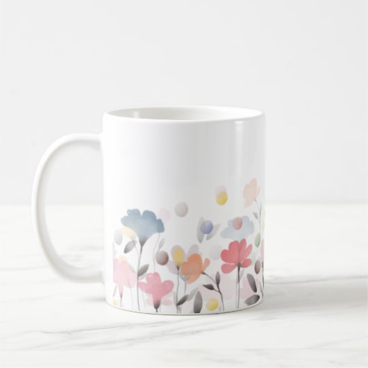 Soft Pretty Watercolor Art Flowers Koffiemok (Links)