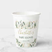 Soft Pumpkin Greenery Gold Neutral Baby shower Papieren Bekers (Achterkant)