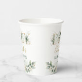 Soft Pumpkin Greenery Gold Neutral Baby shower Papieren Bekers (Links)