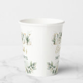 Soft Pumpkin Greenery Gold Neutral Baby shower Papieren Bekers (Rechts)