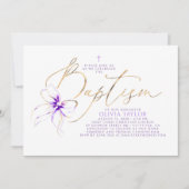 Soft Purple Bow Elegant Minimalist Modern Baptism Kaart (Voorkant)