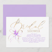Soft Purple Bow Elegant Romantic Bridal Shower Kaart (Voorkant / Achterkant)