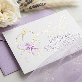 Soft Purple Bow She's Tying The Knot Bridal Shower Folie Uitnodiging