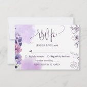 Soft Purple Floral RSVP Card Kaartje (Voorkant)