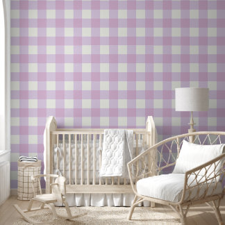 Soft Purple Gingham Check – Gentle Pastel Cottage  Behang