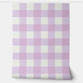 Soft Purple Gingham Check – Gentle Pastel Cottage  Behang
