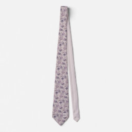 Soft Purple Lilac Vintage Botanical Swirl Stropdas