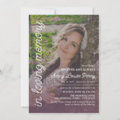 Soft Purple Memorial Large Photo White Text Kaart (Voorkant)