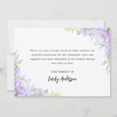 Soft Purple Petals Celebration of Life Thank You Bedankkaart (Achterkant)