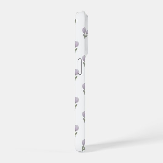 Soft Purple Tulip Pattern Minimal Aesthetic Phone  iPhone Hoesje (Rechterkant)
