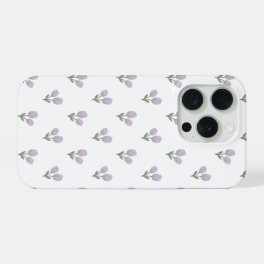 Soft Purple Tulip Pattern Minimal Aesthetic Phone  iPhone Hoesje (Achterkant horizontaal)