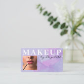Soft Purple Watercolor Photo Makeup  Visitekaartje (Staand voorkant)