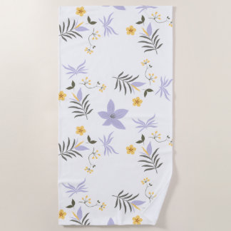Soft Purple & Yellow Floral Beach Towel Strandlaken