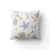 Soft Purple & Yellow Floral Throw Pillow