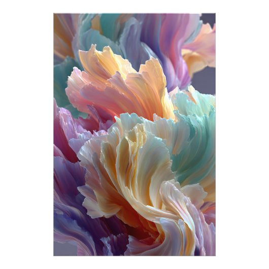 Soft Rainbow Flower Waves – Dreamy Surreal Bloom Foto Afdruk (Voorkant)
