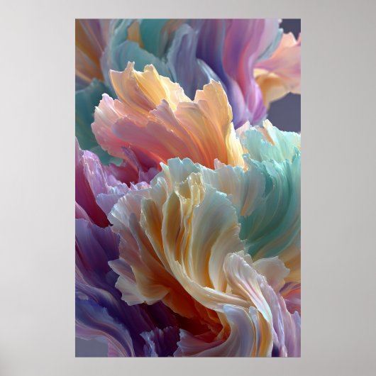 Soft Rainbow Flower Waves – Dreamy Surreal Bloom Poster (Voorkant)