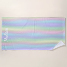 Soft Rainbow Holographic | Gepersonaliseerd Strandlaken