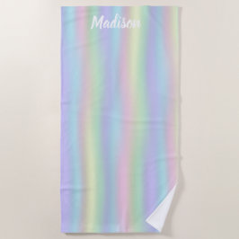 Soft Rainbow Holographic | Gepersonaliseerd Strandlaken